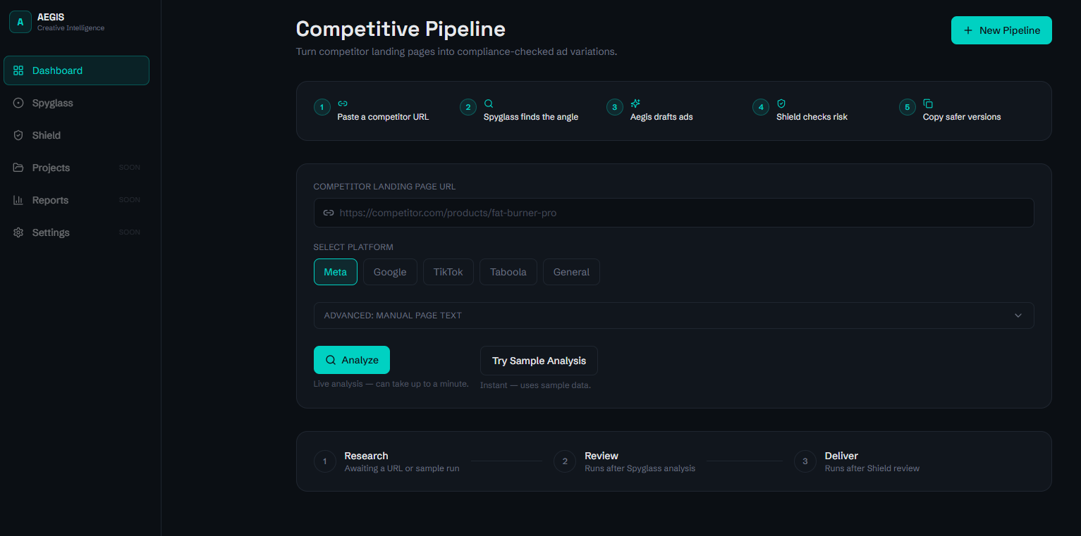 Competitive Pipeline screenshot from Aegis