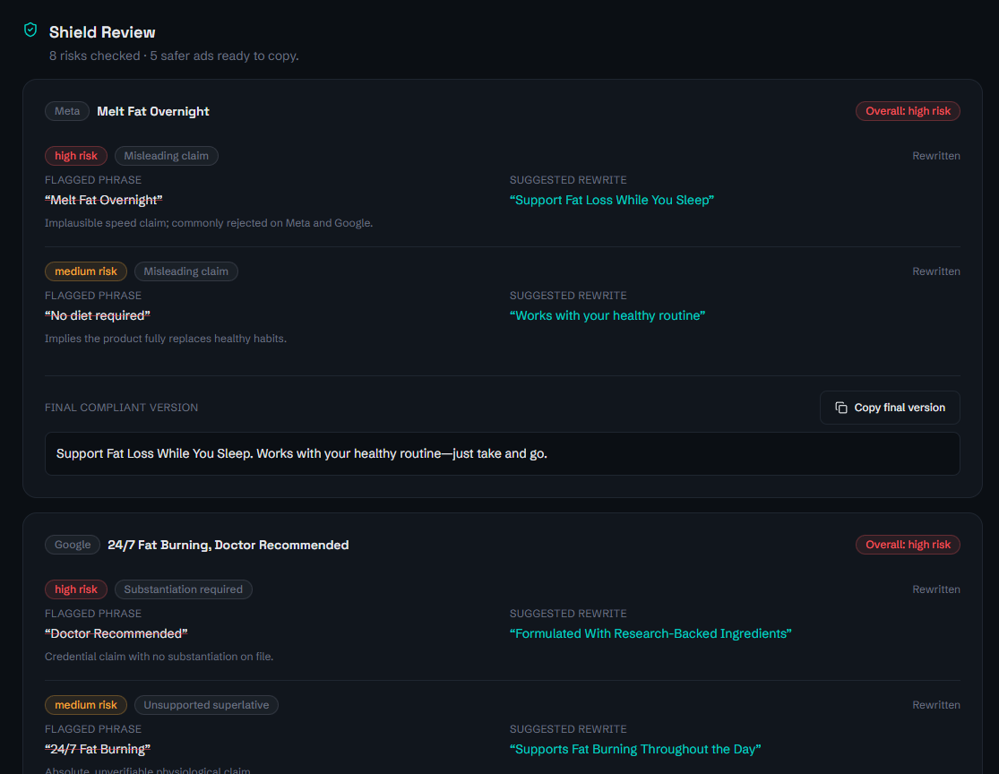 Shield Review screenshot from Aegis
